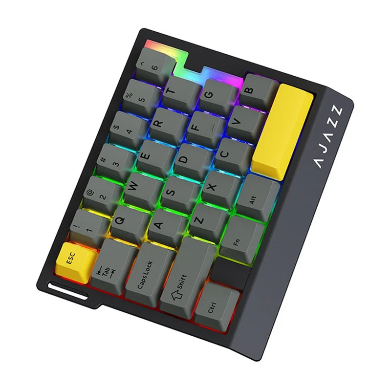 Ajazz AK029 RGB Wired 29-Keys Hot-Swappable Mechanical Keyboard (Black/Yellow) (Magnetic Switch)