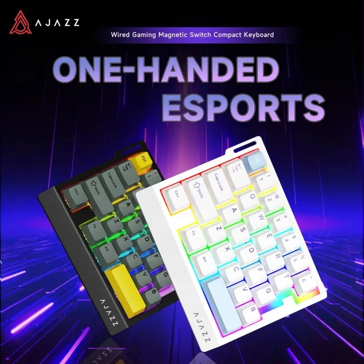 Ajazz AK029 RGB Wired 29-Keys Hot-Swappable Mechanical Keyboard (White/Blue) (Magnetic Switch)