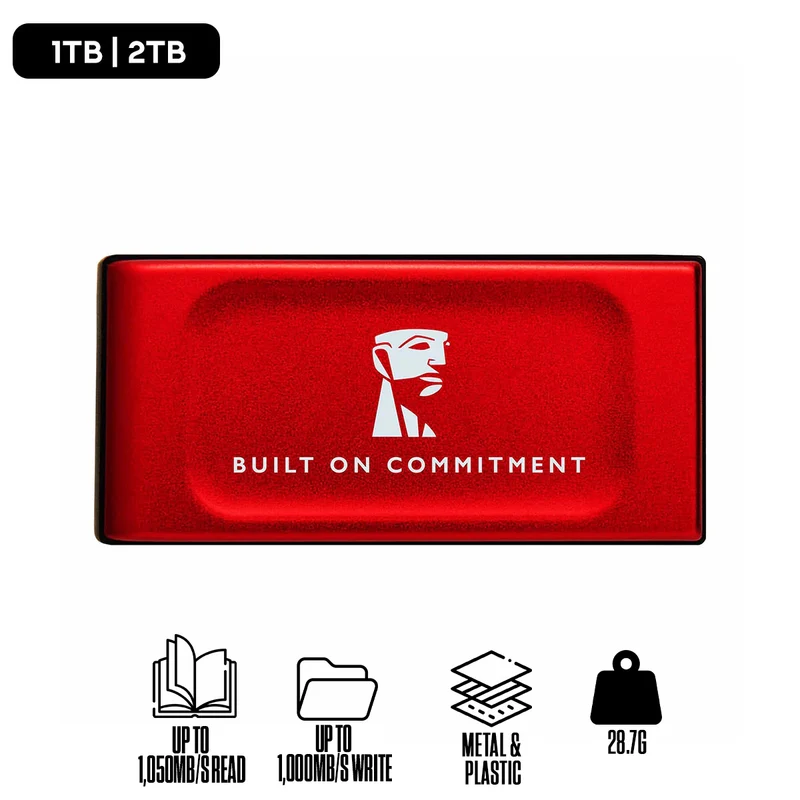 Kingston XS1000R USB 3.2 Gen 2 USB Type-C External SSD (Red) (1TB, 2TB)