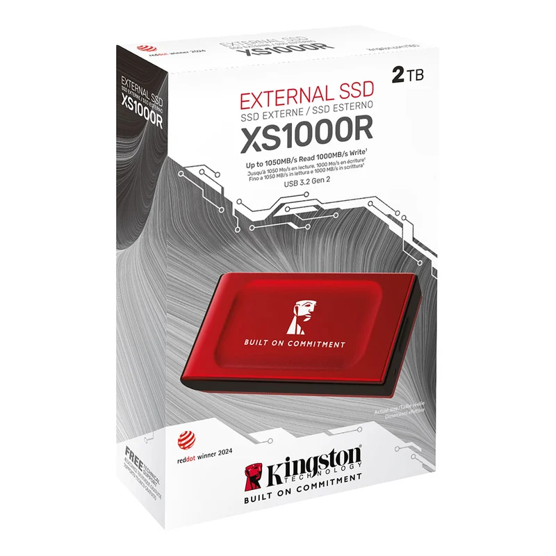 Kingston XS1000R USB 3.2 Gen 2 USB Type-C External SSD (Red) (1TB, 2TB)