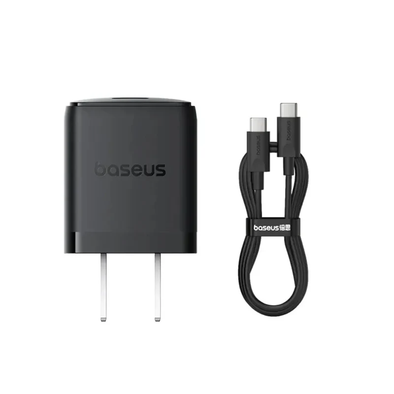 Baseus Palm Fast Charger C+U 20W with Mini White Cable USB-C to USB-C 1m (Cluster Black) (P10111609113-01)