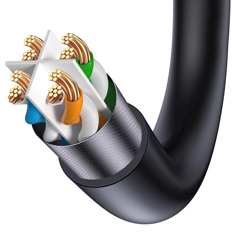 Baseus High Speed Seven Types of RJ45 10Gigabit Network Cable (Round Cable) (Black) (WKJS010101)