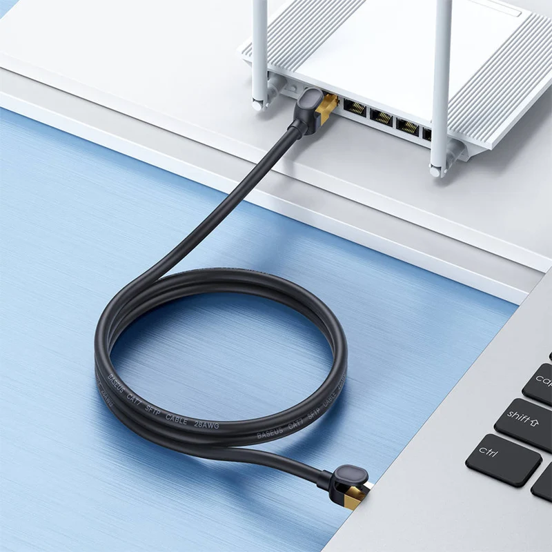 Baseus High Speed Seven Types of RJ45 10Gigabit Network Cable (Round Cable) (Black) (WKJS010101)