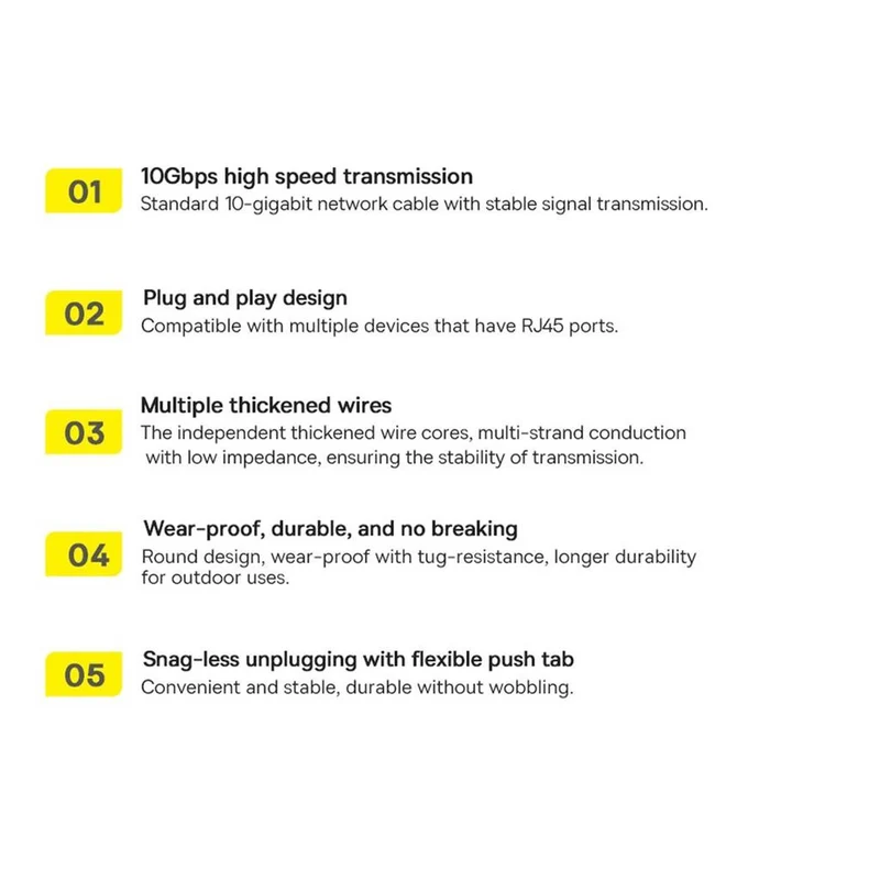 Baseus High Speed Seven Types of RJ45 10Gigabit Network Cable (Round Cable) (Black) (WKJS010101)