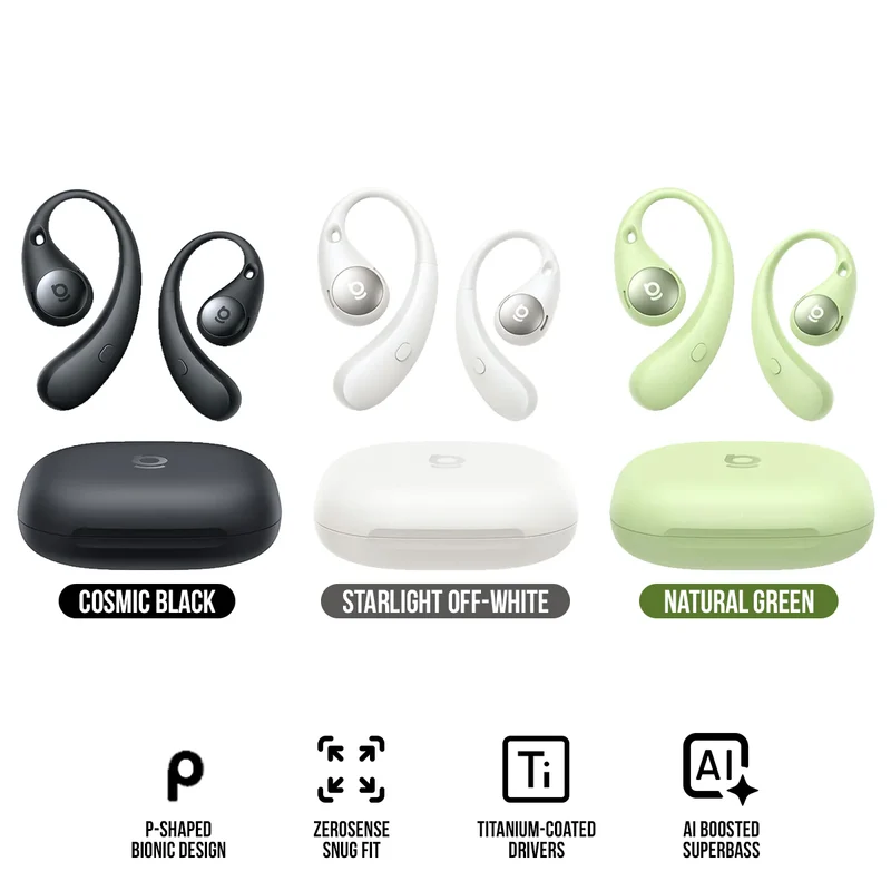 Baseus Eli Sport 2 Open-Ear True Wireless Earbuds (Cosmic Black, Starlight Off-White, Natural Green)