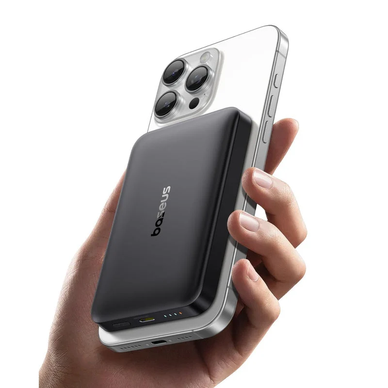 Baseus EnerFill FM12 Qi2 Magnetic Power Bank 10000mAh 22.5W includes Simple USB-C to USB-C Cable 20V/3A 30cm (Cosmic Black) (E0028500)
