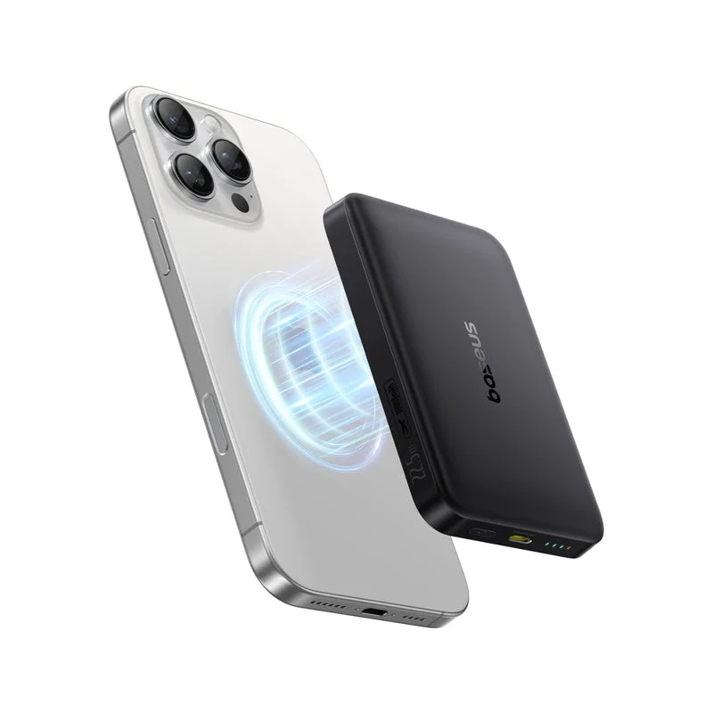 Baseus EnerFill FM12 Qi2 Magnetic Power Bank 10000mAh 22.5W includes Simple USB-C to USB-C Cable 20V/3A 30cm (Cosmic Black) (E0028500)