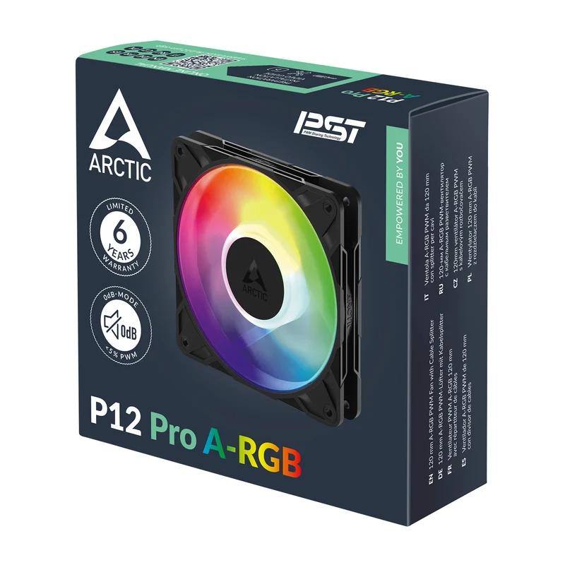Arctic P12 Pro A-RGB Single Pack 120mm PWM Fan with Cable Splitter (Black) (ACFAN00309A)
