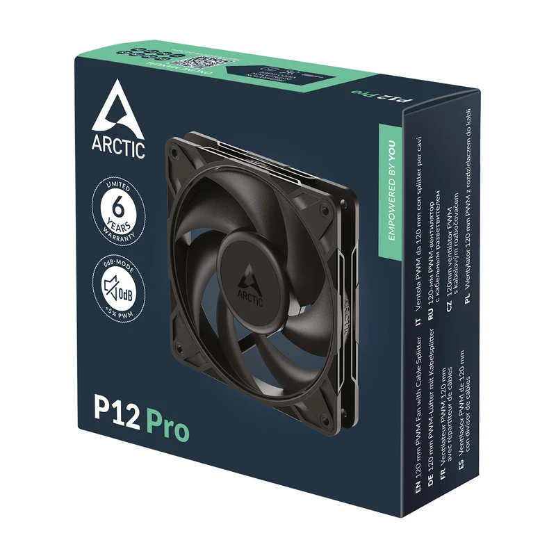 Arctic P12 Pro Single Pack 120mm PWM Fan with Cable Splitter (Black) (ACFAN00305A)