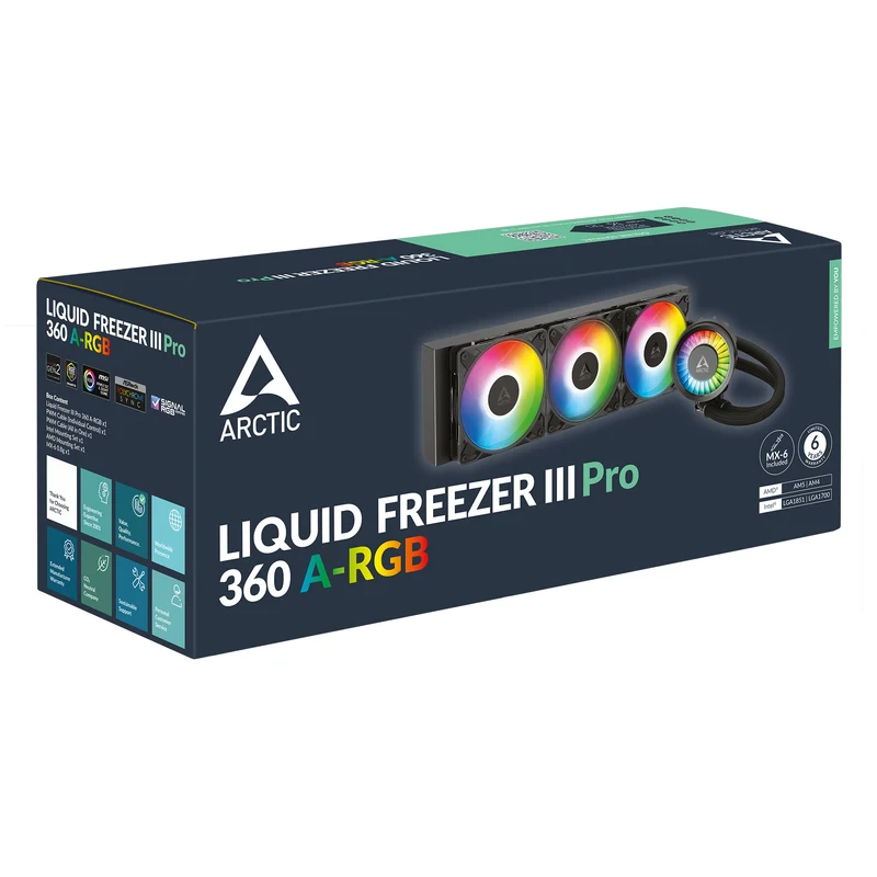 Arctic Liquid Freezer III Pro 360 A-RGB Multi Compatible AIO CPU Water Cooler (Black, White)