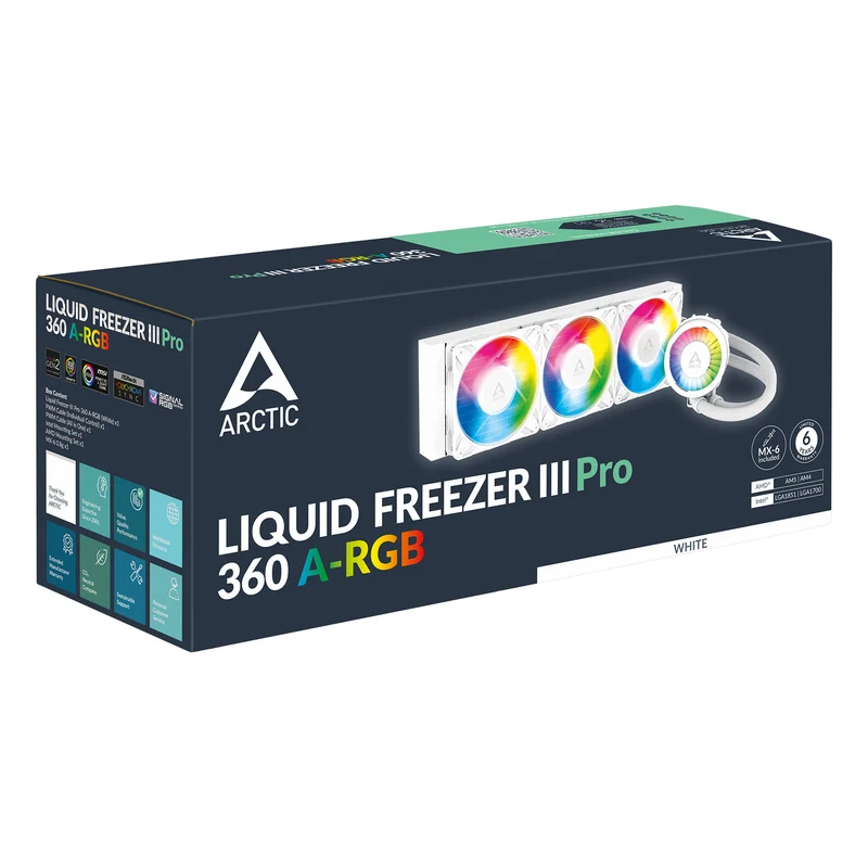 Arctic Liquid Freezer III Pro 360 A-RGB Multi Compatible AIO CPU Water Cooler (Black, White)