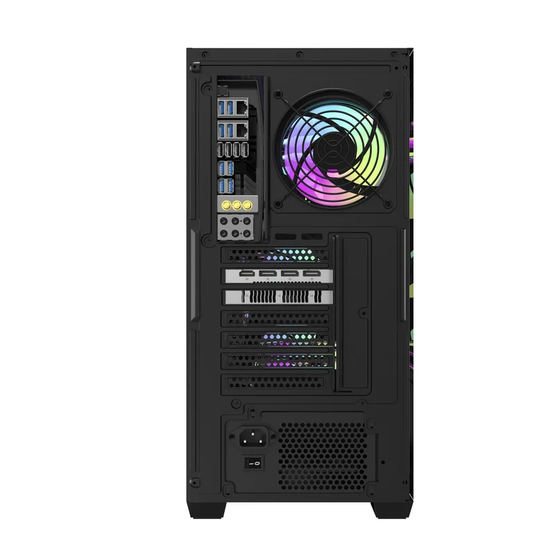DarkFlash DS900WS Luxury ATX Front Wood Style Panoramic Side Glass Panel PC Case (Black, White)