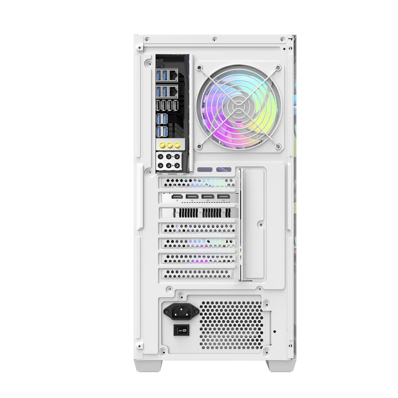 DarkFlash DS900WS Luxury ATX Front Wood Style Panoramic Side Glass Panel PC Case (Black, White)