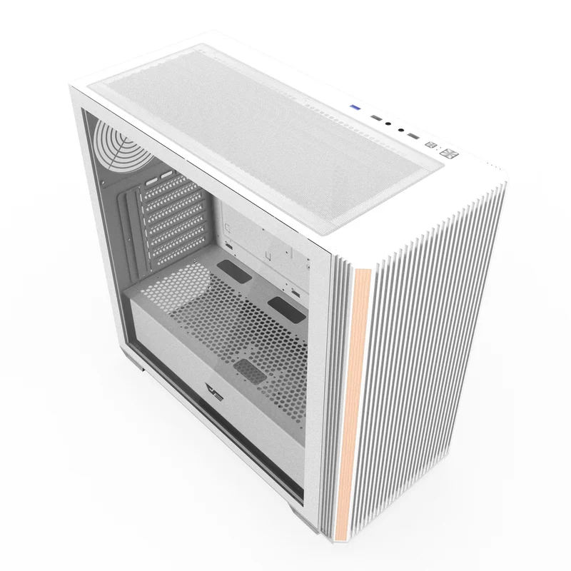 DarkFlash DS900WS Luxury ATX Front Wood Style Panoramic Side Glass Panel PC Case (Black, White)