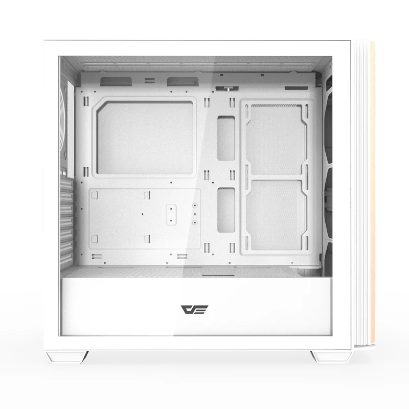 DarkFlash DS900WS Luxury ATX Front Wood Style Panoramic Side Glass Panel PC Case (Black, White)