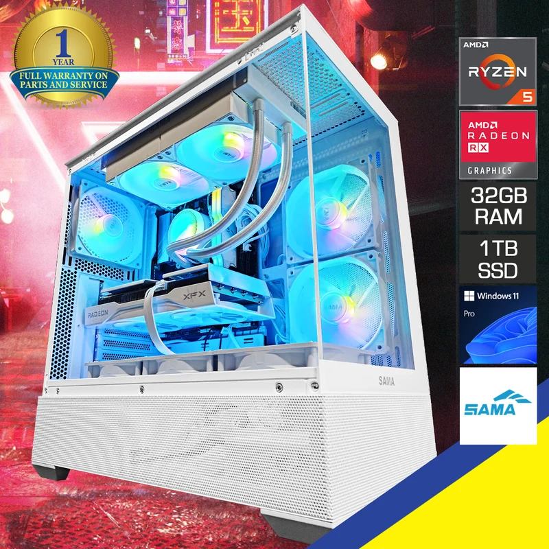 Sigma V40 White Desktop Gaming PC | AMD Ryzen 5 8400F | 32GB RAM | 1TB SSD | RX 9060 XT | Windows 11 Pro