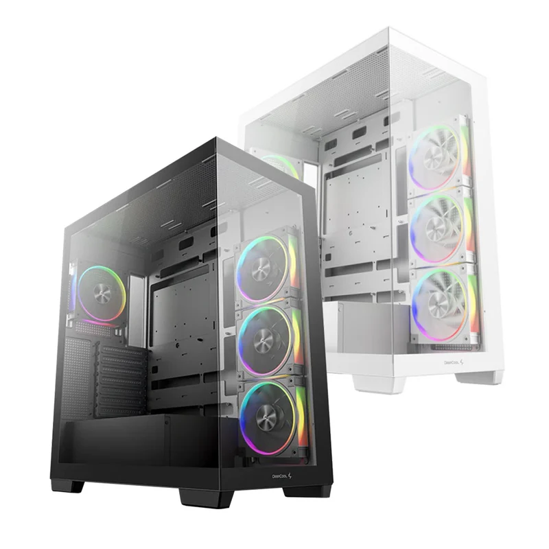 DeepCool CG580 4F V2 Panoramic Glass Panels Single Chamber ATC Case (Black, White)