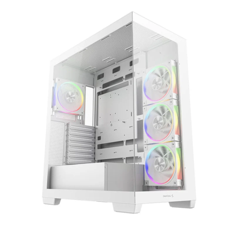 DeepCool CG580 4F V2 Panoramic Glass Panels Single Chamber ATC Case (Black, White)