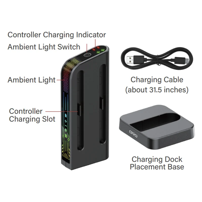 OIVO Controller Charging Dock for Nintendo Switch 2 (Black) (IV-SW207)