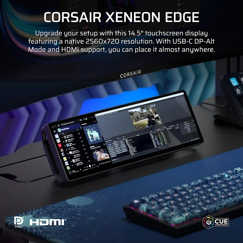Corsair Xeneon Edge 14.5" (2560x720) 60Hz LCD Touchscreen Monitor (Black, White, Atomic Purple)