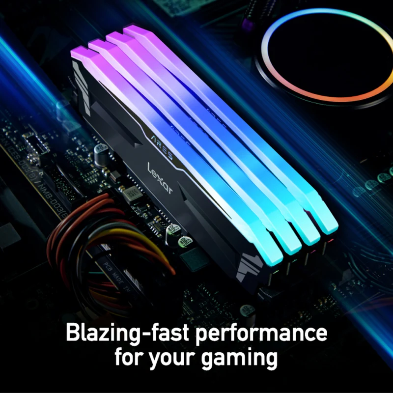 Lexar Ares DDR4 RGB 32GB (2x16GB) 3600Mbps XMP OC Gaming Desktop Memory with Heatsink (Black) (LD4BU016G-R3600GDLA)