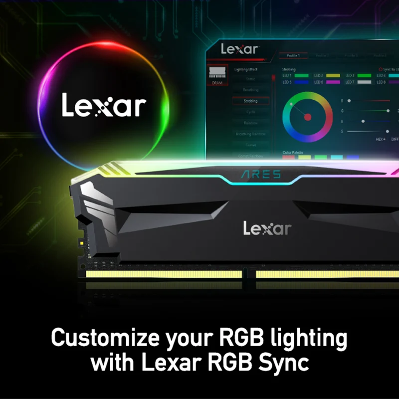 Lexar Ares DDR4 RGB 32GB (2x16GB) 3600Mbps XMP OC Gaming Desktop Memory with Heatsink (Black) (LD4BU016G-R3600GDLA)
