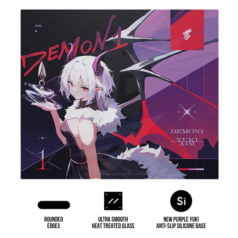 Yuki Aim x Demon1 Glass Mousepad (490x420x2.8mm)