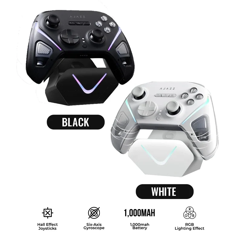 Ajazz GP100 Tri-Mode Gamepad Set with Hall Effect (Black, White)