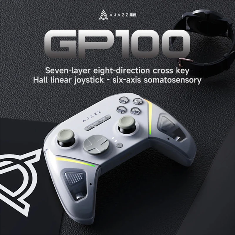 Ajazz GP100 Tri-Mode Gamepad Galaxy with Hall Effect (Black, White)