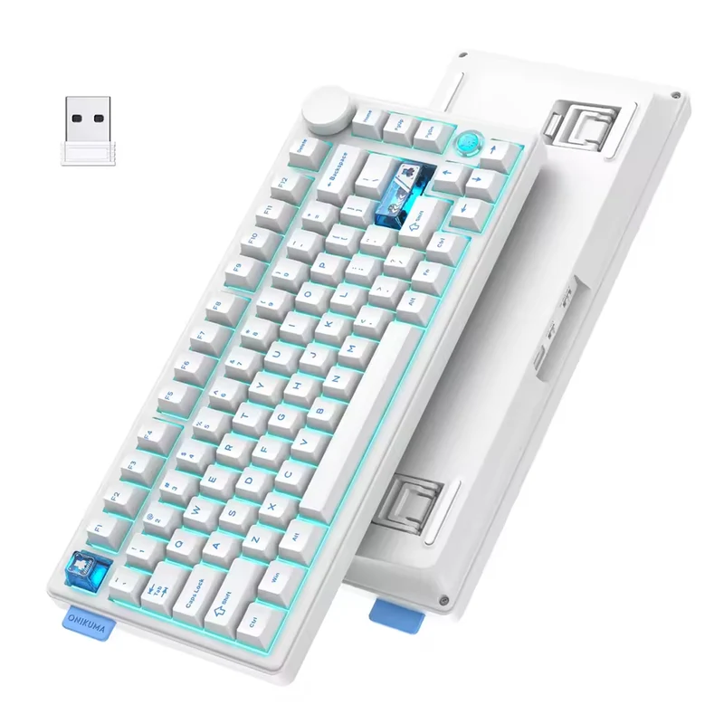 Onikuma MT706 Tri-Mode RGB 81 Keys Mechanical Keyboard with Knob (White)