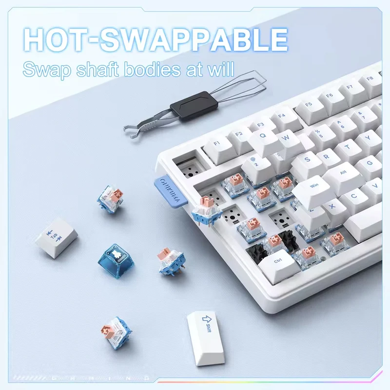 Onikuma MT706 Tri-Mode RGB 81 Keys Mechanical Keyboard with Knob (White)