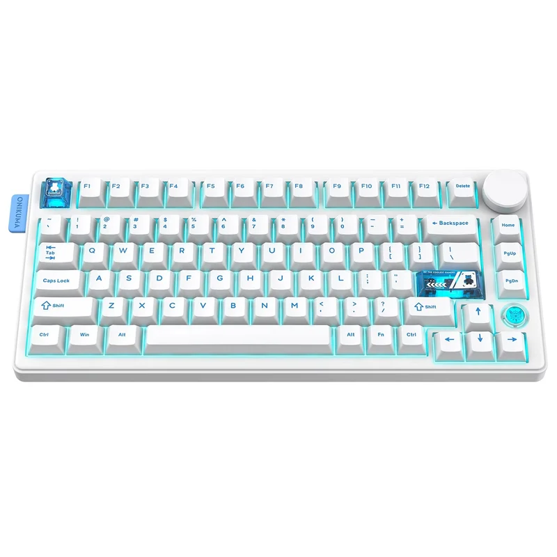 Onikuma MT706 Tri-Mode RGB 81 Keys Mechanical Keyboard with Knob (White)