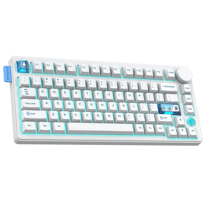 Onikuma MT706 Tri-Mode RGB 81 Keys Mechanical Keyboard with Knob (White)