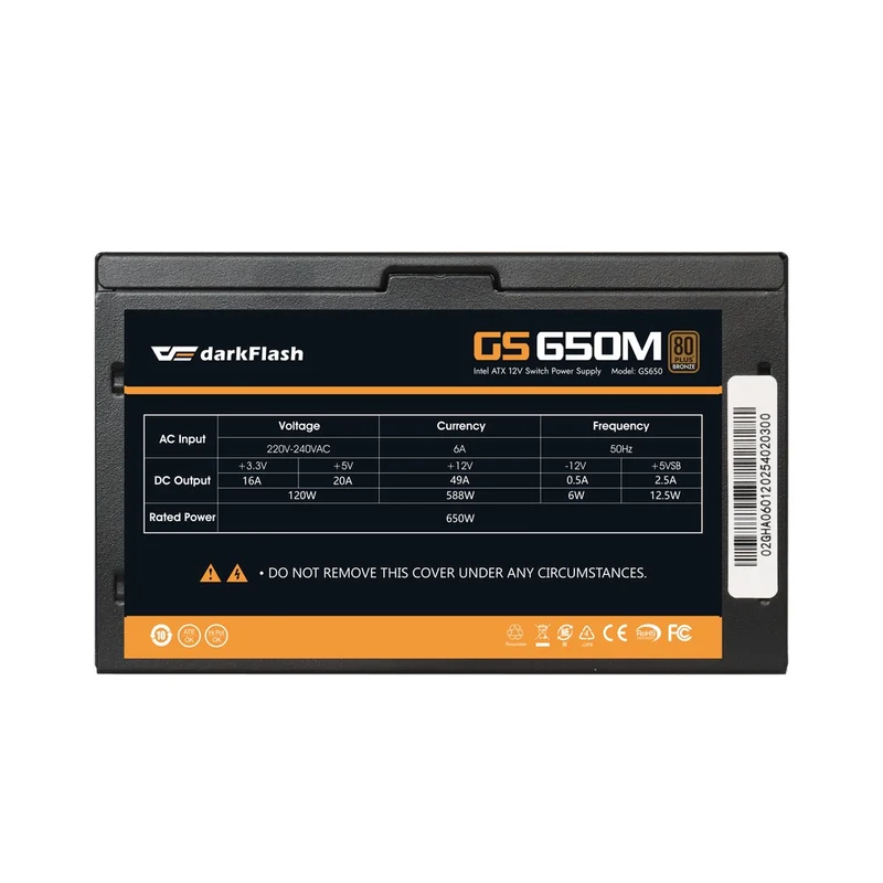 DarkFlash GS 650M 650W 80+ Bronze PCIe 5.1 Ready Full Modular Power Supply