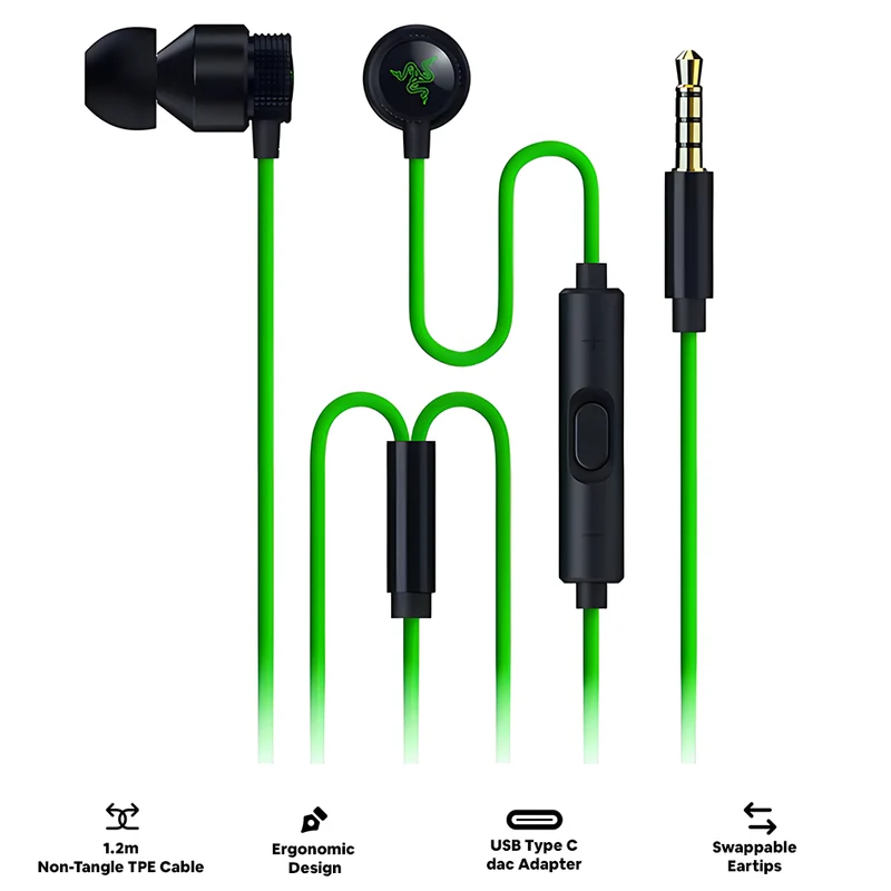 Razer Hammerhead V3 Universal Wired Earbuds for Gaming (Black, White)
