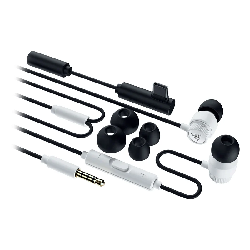Razer Hammerhead V3 Universal Wired Earbuds for Gaming (Black, White)