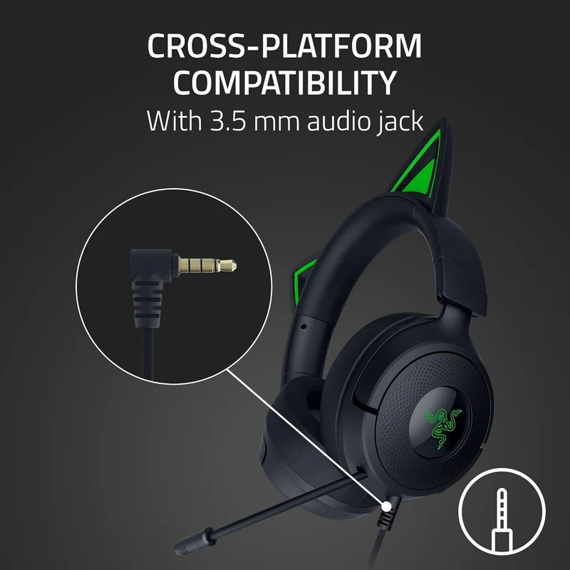Razer Kraken Kitty V3 X Wired Kitty Headset for Gaming (Black, Quartz, White)