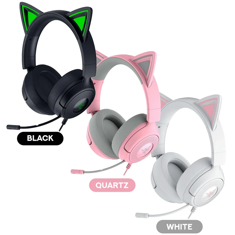 Razer Kraken Kitty V3 X Wired Kitty Headset for Gaming (Black, Quartz, White)