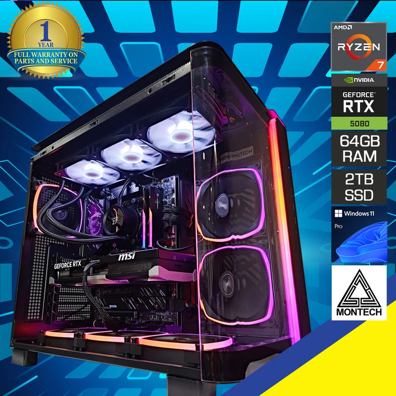 Ultra King 95 Pro Black Desktop Gaming PC | AMD Ryzen 7 7800X3D | 64GB RAM | 2TB SSD | RTX 5080 | Windows 11 Pro