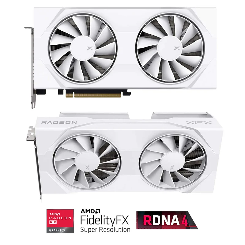 XFX Swift AMD Radeon RX 9060 XT OC Gaming Ed. 16GB GDDR6 Graphics Card (White) (RX-96TSW16WQ)