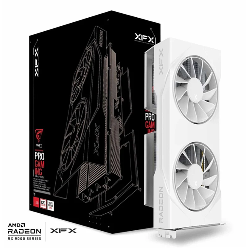 XFX Swift AMD Radeon RX 9060 XT OC Gaming Ed. 16GB GDDR6 Graphics Card (White) (RX-96TSW16WQ)