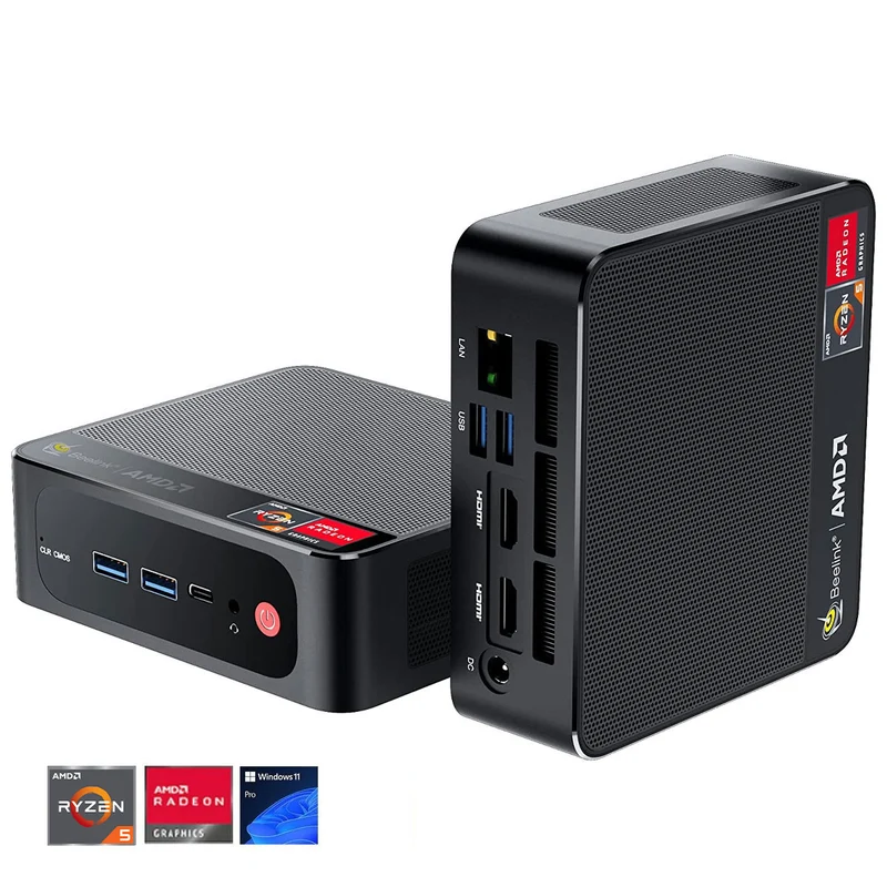 Beelink SER5 AMD Ryzen 5 5500U 16GB RAM 500GB SSD Windows 11 Pro Mini PC (Black)