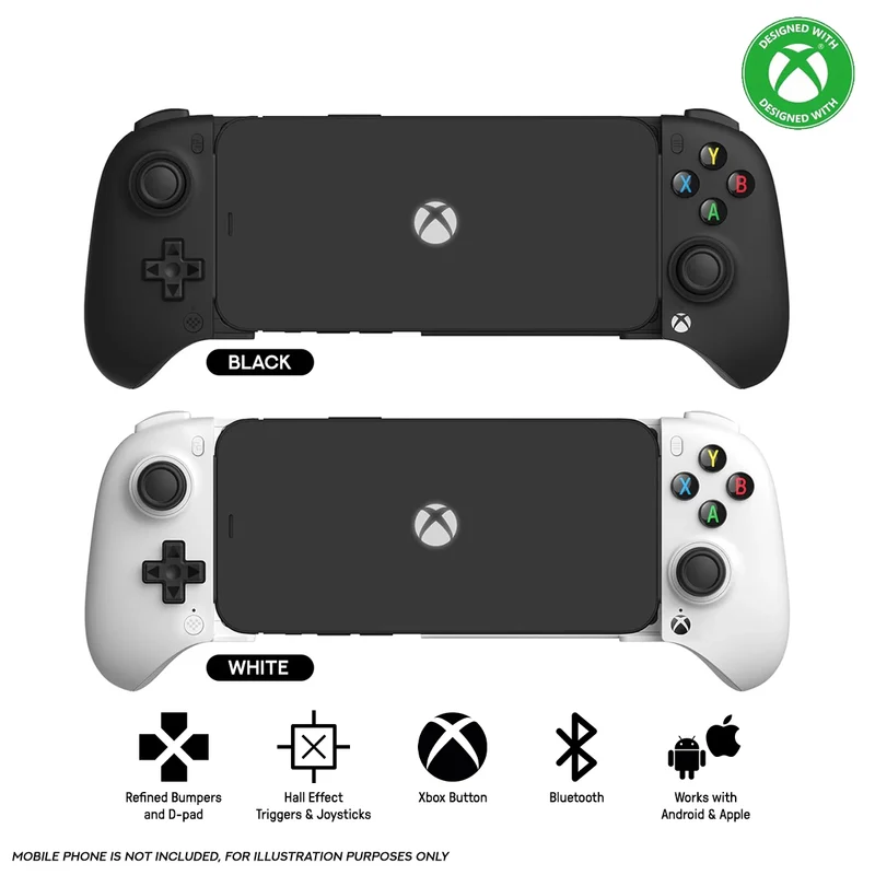 8Bitdo Ultimate Mobile Gaming Controller with Hall Effect for Xbox (Black, White) (80LA)