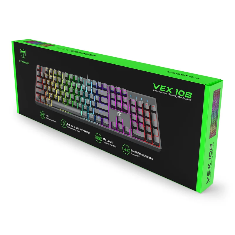 T-Dagger Vex 108 Full Keys Wired Mechanical Gaming Keyboard (T-TGK333-BL)