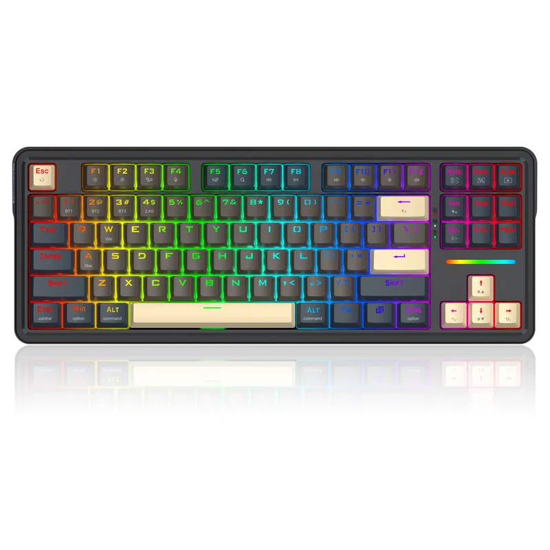 Redragon K728GGY-RGB-PRO Antonium 87 Keys 80% Gasket Mounted TKL Wireless Mechanical Keyboard (RPC Linear Switch) (Grey/Yellow)