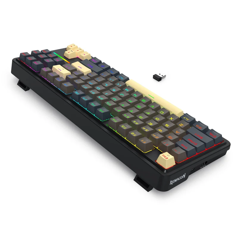 Redragon K728GGY-RGB-PRO Antonium 87 Keys 80% Gasket Mounted TKL Wireless Mechanical Keyboard (RPC Linear Switch) (Grey/Yellow)