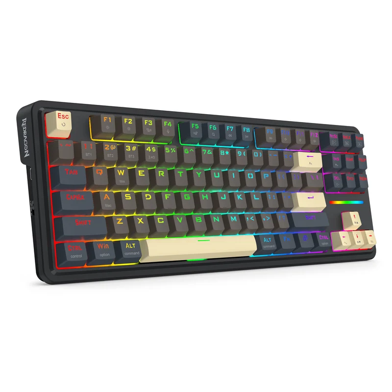 Redragon K728GGY-RGB-PRO Antonium 87 Keys 80% Gasket Mounted TKL Wireless Mechanical Keyboard (RPC Linear Switch) (Grey/Yellow)