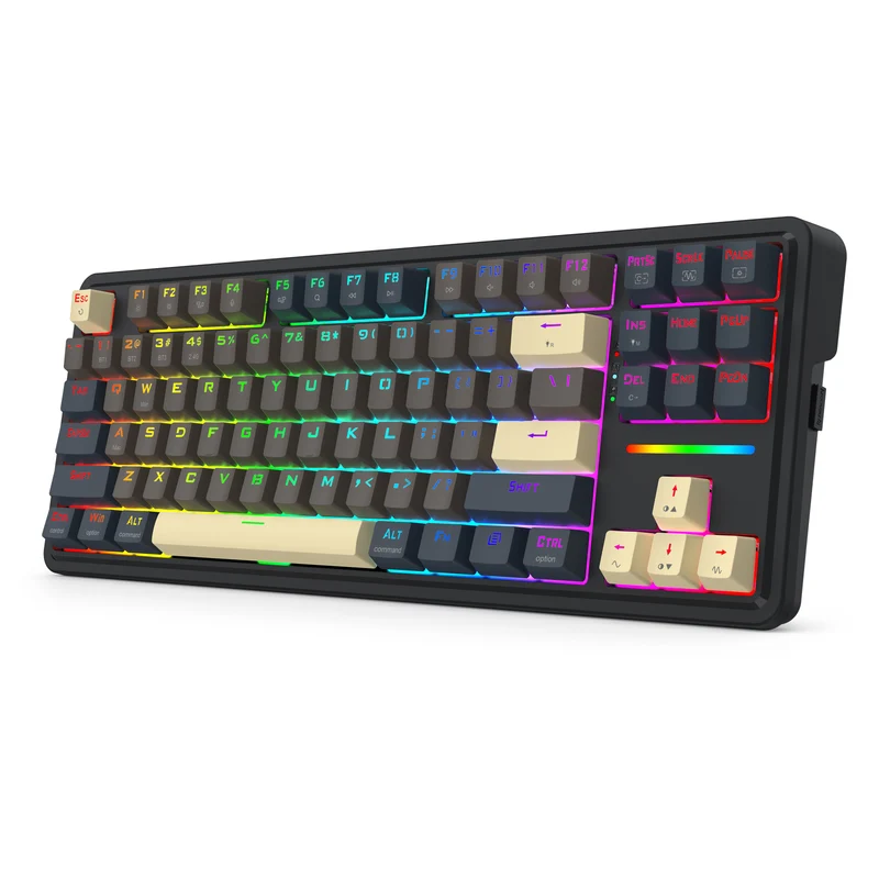 Redragon K728GGY-RGB-PRO Antonium 87 Keys 80% Gasket Mounted TKL Wireless Mechanical Keyboard (RPC Linear Switch) (Grey/Yellow)