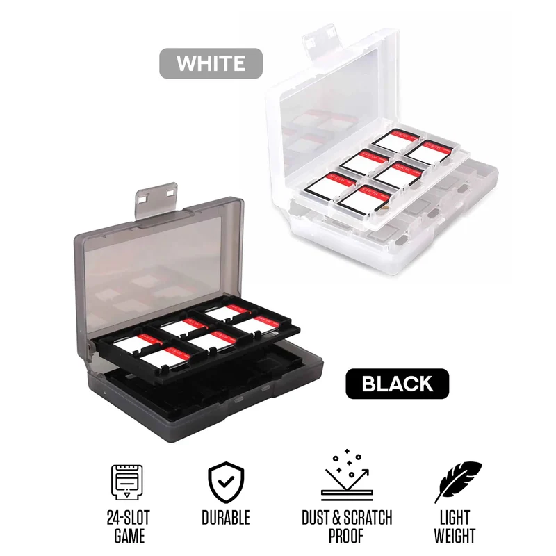 Oivo Game Card Case 24 Slots for Nintendo Switch/ Nintendo Switch 2 (Black, White) (IV-SW335)