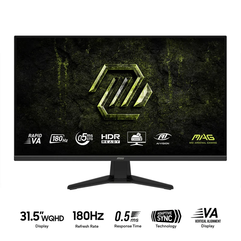 MSI MAG 325QF E18V 31.5" WQHD (2560x1440) 180Hz 0.5ms GTG Rapid VA Gaming Monitor with Tilt Adjustment